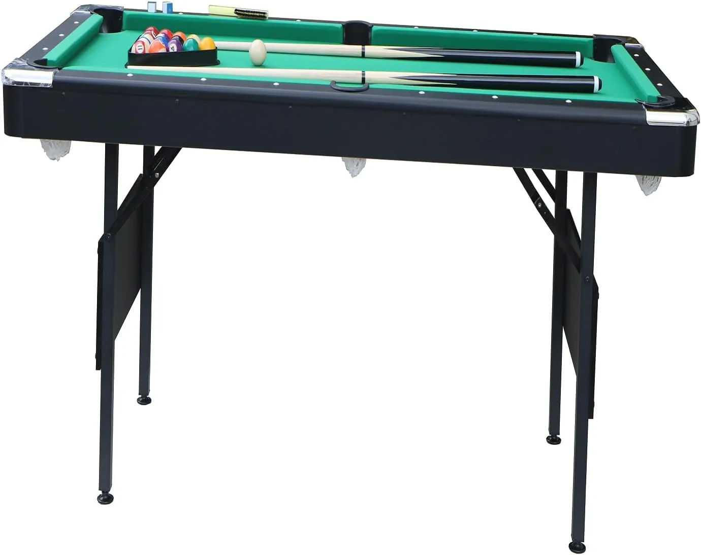 5.5 FT Billiards Table,Stable Pool Table,Portable Pool Billard Table Includes Full Set of Balls,2 Cue Sticks,Chalk,and Felt Brush,Foldable&Easy Assembly for Adult/Teenagers/Kids/F
