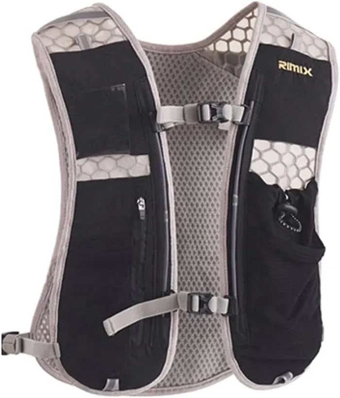 5L Lightweight Running Backpack Hydration Vest for Men & Women, Outdoor Sports Pack with 1L Water Bag or 500ml Kettle (Black)