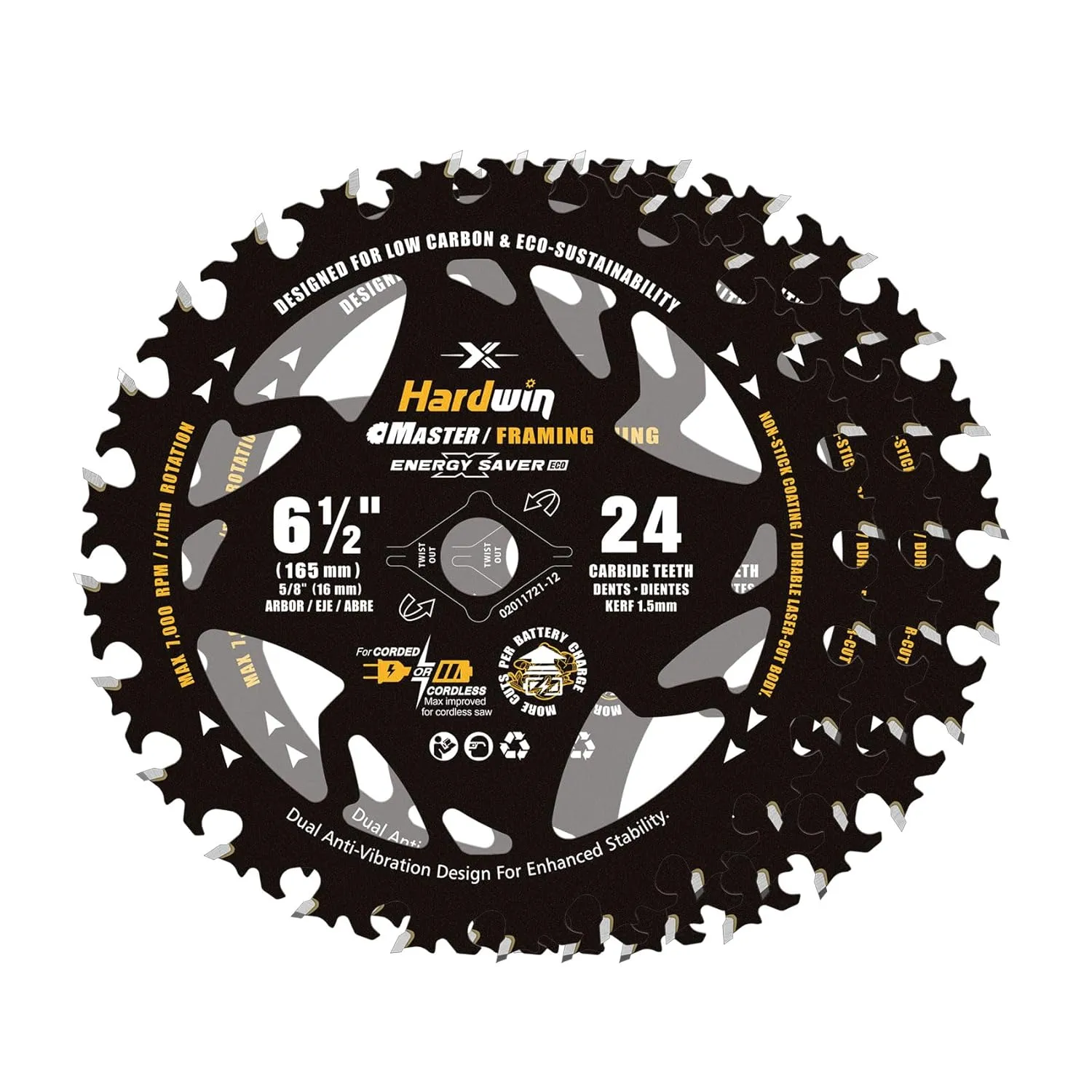 6 1/2 Inch Framing Circular Saw Blade-3Pack, 24T ATB Carbide Teeth, Lightweight for Cordless Saws. Super Thin Kerf for Cutting Wood, Plywood, MDF, OSB, Hardwood, Softwood & More.