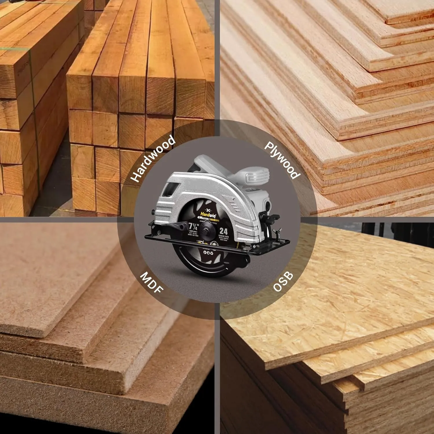 6 1/2 Inch Framing Circular Saw Blade-3Pack, 24T ATB Carbide Teeth, Lightweight for Cordless Saws. Super Thin Kerf for Cutting Wood, Plywood, MDF, OSB, Hardwood, Softwood & More.