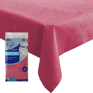 [6 Pack] Burgundy Paper Tablecloth Disposable for Rectangle Tables, 54 X 108 Inch Party Table Cover with Plastic Backing, Waterproof 3 Ply Table Cloth for Christmas Party Xmas