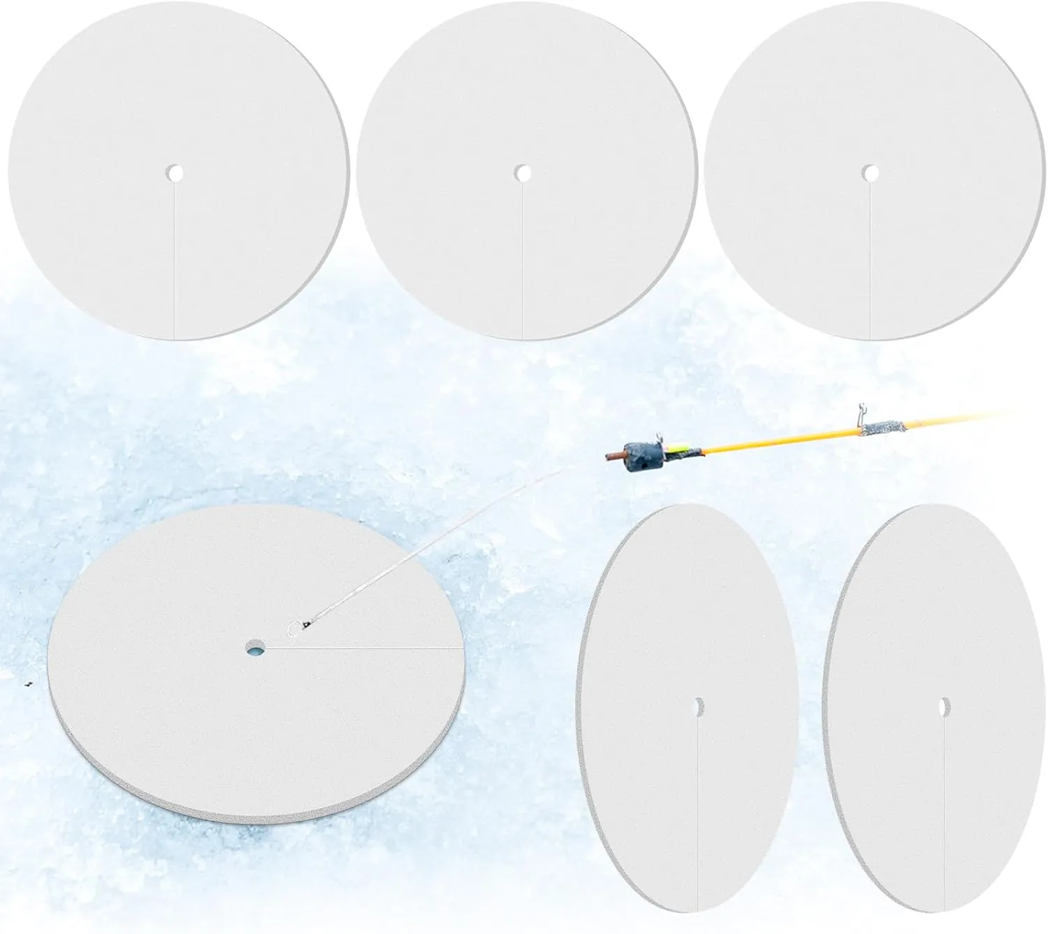 6 Pcs Ice Fishing Hole Covers 12 Inch Insulator Accessories Insulated Ice Tip Ups Hole Cover Lid for Winter Fish Houses Equipment