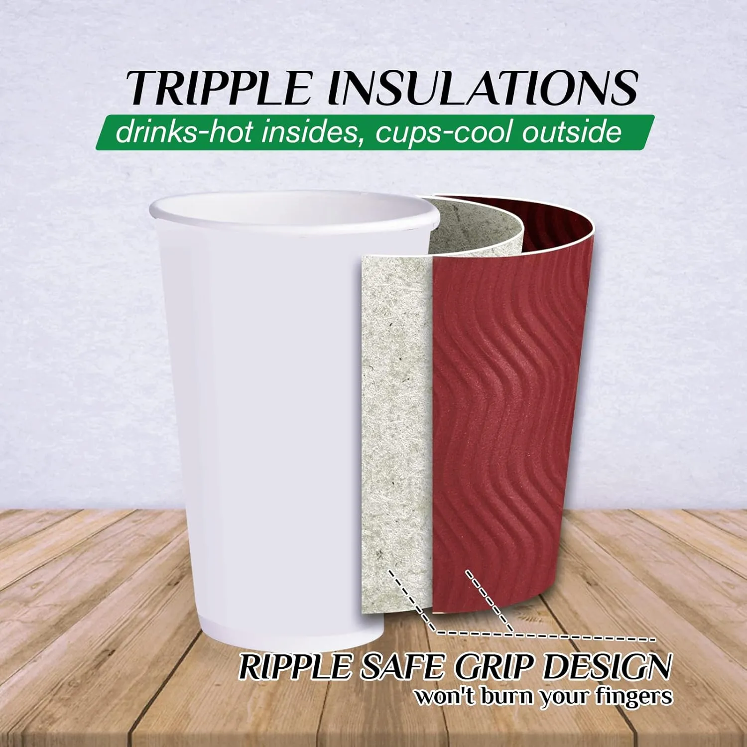 60 Pack 16 oz Paper Coffee Cups, Wine Red Disposable Beverage Cups with Insulated Ripple Wall for Coffee, Tea, and Hot Chocolate