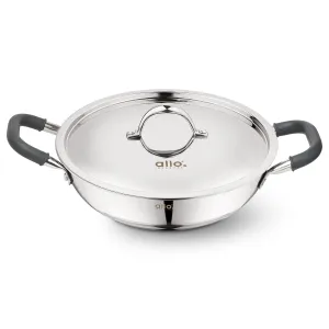 7.5L Allo CookSafe TriPly Kadhai | Stainless Steel | With Stainless Steel Lid | Induction Friendly | 34 cm