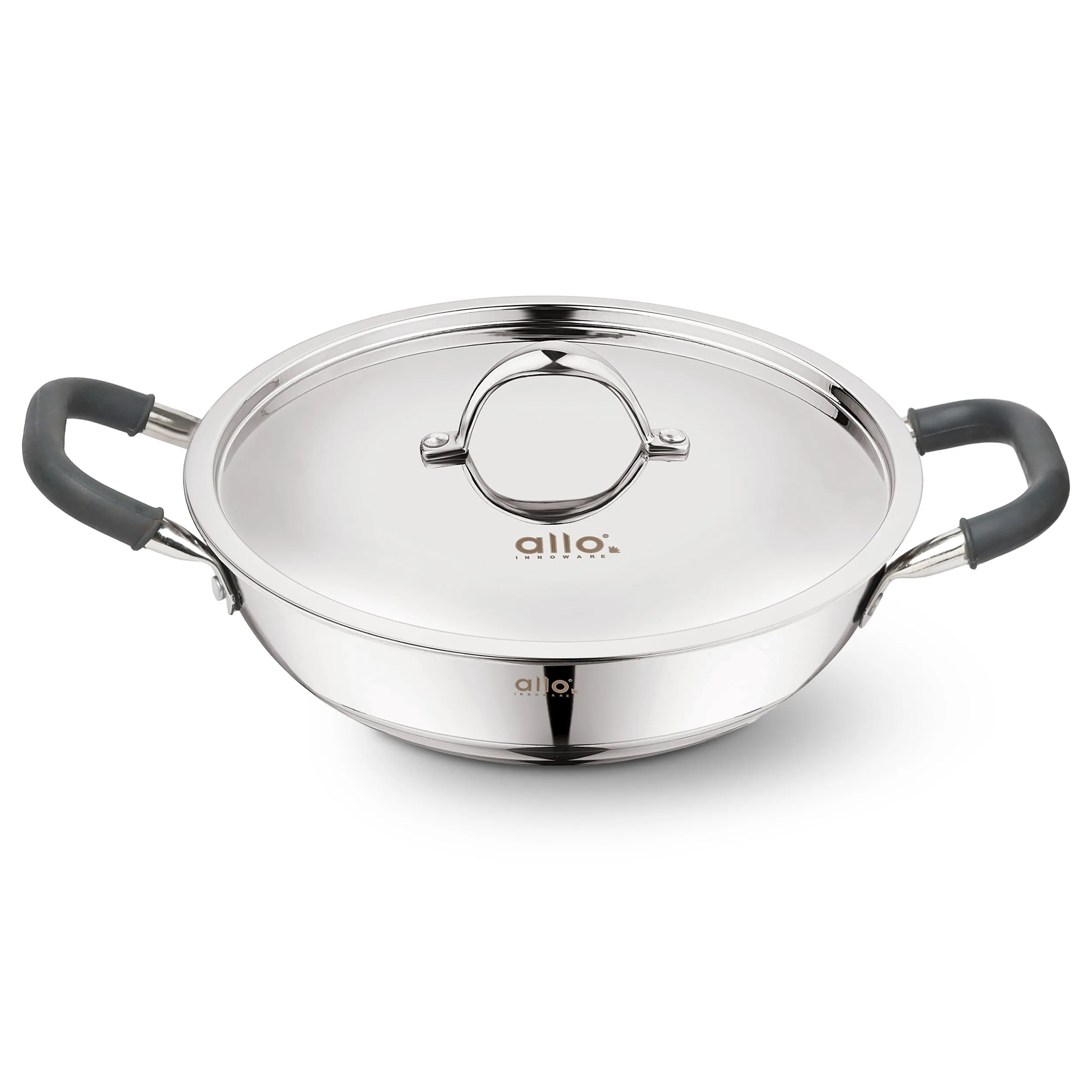 7.5L Allo CookSafe TriPly Kadhai | Stainless Steel | With Stainless Steel Lid | Induction Friendly | 34 cm
