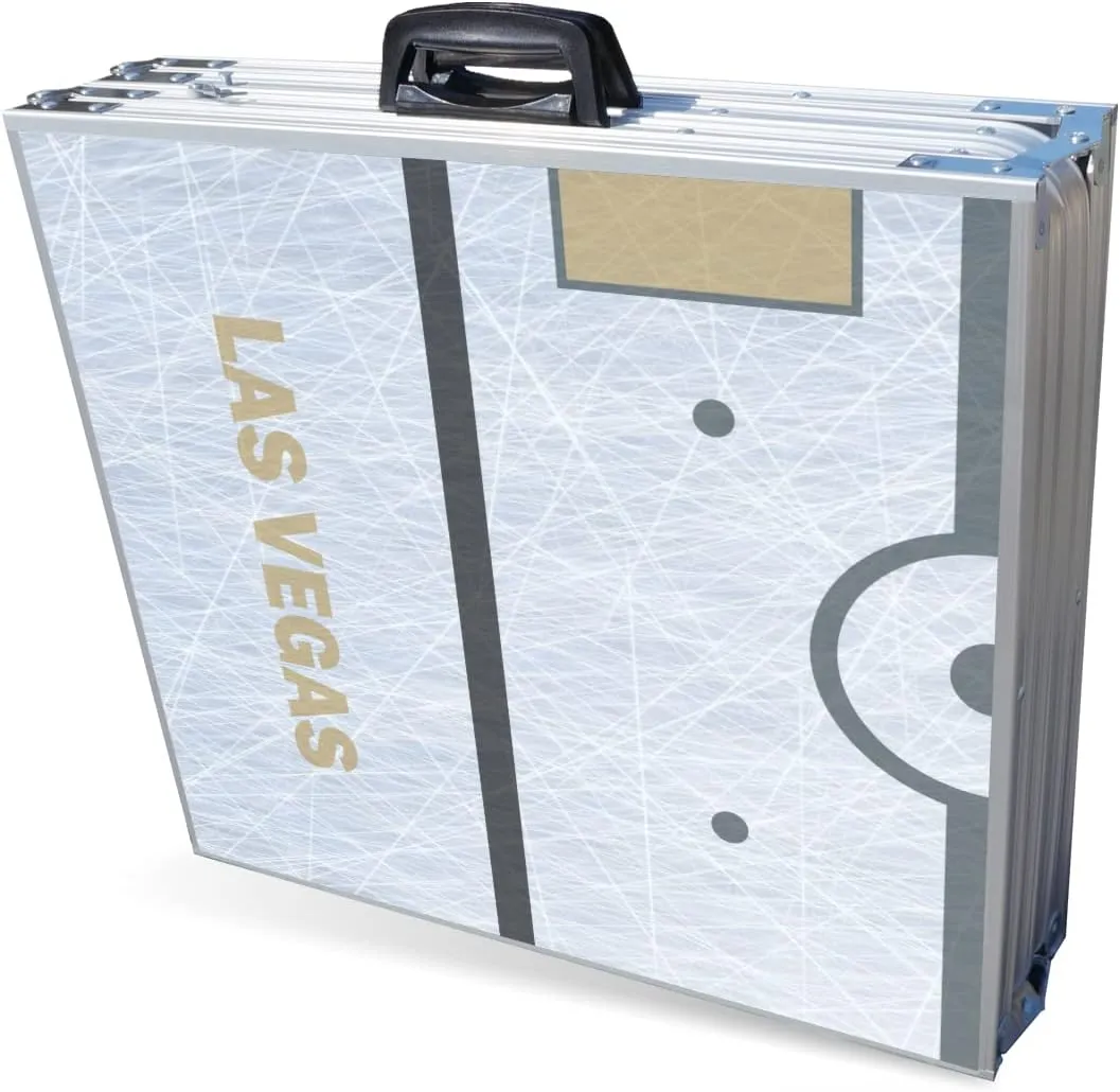 8-Foot Folding Portable Pong Table w/Optional Cup Holes & LED Lights - Las Vegas Hockey Rink (Choose Your Model)