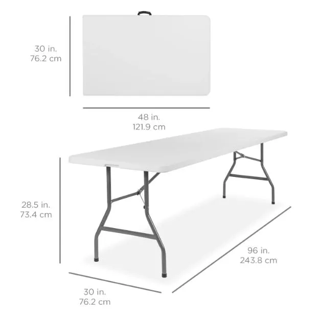 8ft Portable Folding Plastic Dining Table w/ Handle, Lock