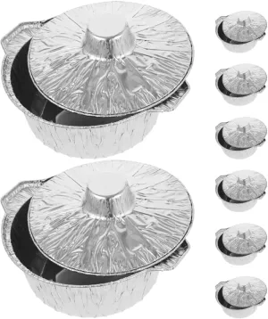 8pcs Aluminum Disposable Pots with Lids Lightweight Foil Cookware for Outdoor Cooking Camping and Picnics - Food Containers Compact and Portable Aluminum Foil Pans