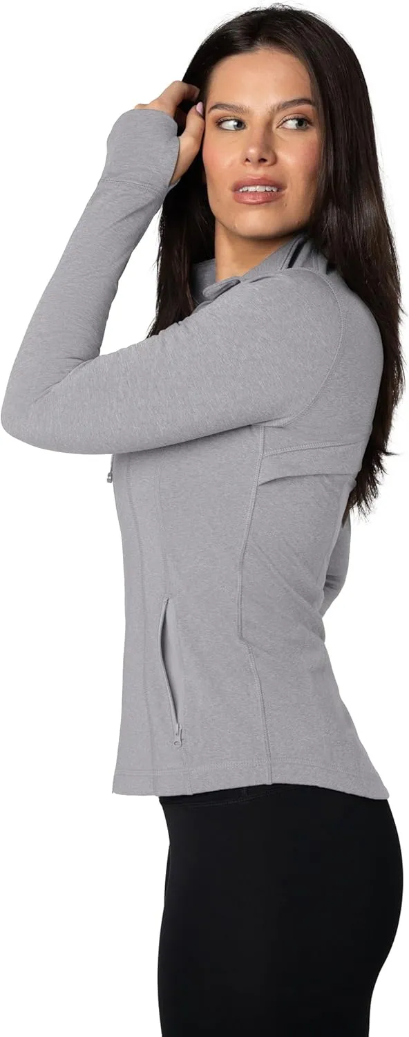 90 Degree By Reflex Full Zip Running Track Jacket Lightweight Athletic Slim Fit Jacket with Thumbholes