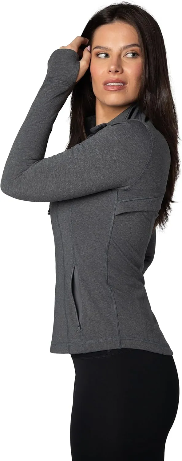 90 Degree By Reflex Full Zip Running Track Jacket Lightweight Athletic Slim Fit Jacket with Thumbholes
