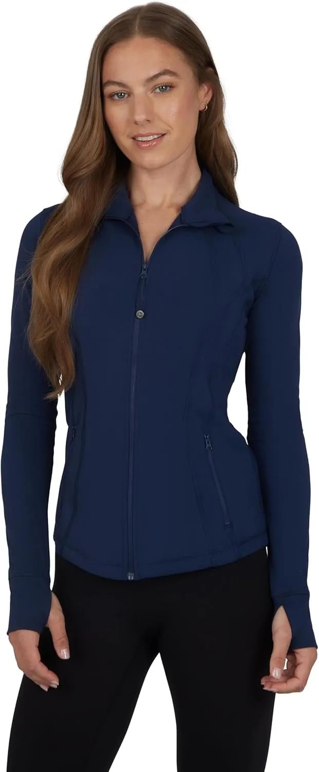 90 Degree By Reflex Full Zip Running Track Jacket Lightweight Athletic Slim Fit Jacket with Thumbholes