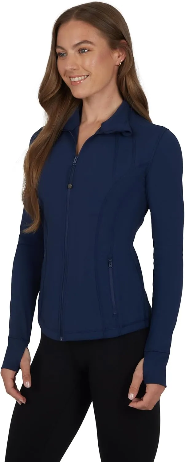 90 Degree By Reflex Full Zip Running Track Jacket Lightweight Athletic Slim Fit Jacket with Thumbholes
