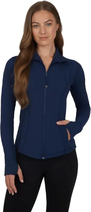 90 Degree By Reflex Full Zip Running Track Jacket Lightweight Athletic Slim Fit Jacket with Thumbholes