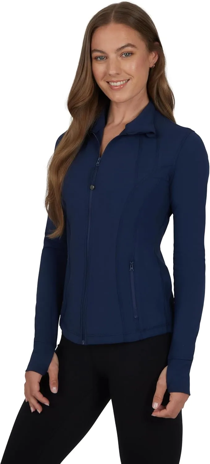 90 Degree By Reflex Full Zip Running Track Jacket Lightweight Athletic Slim Fit Jacket with Thumbholes