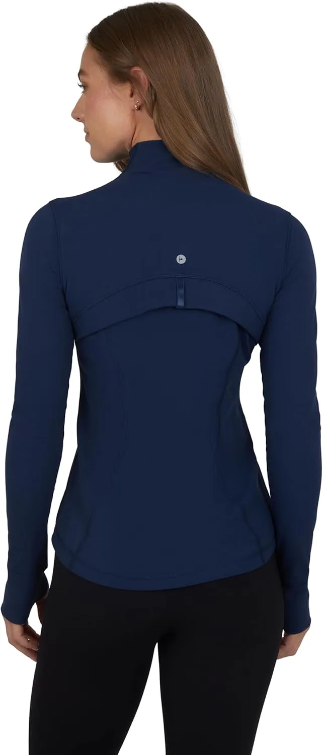 90 Degree By Reflex Full Zip Running Track Jacket Lightweight Athletic Slim Fit Jacket with Thumbholes