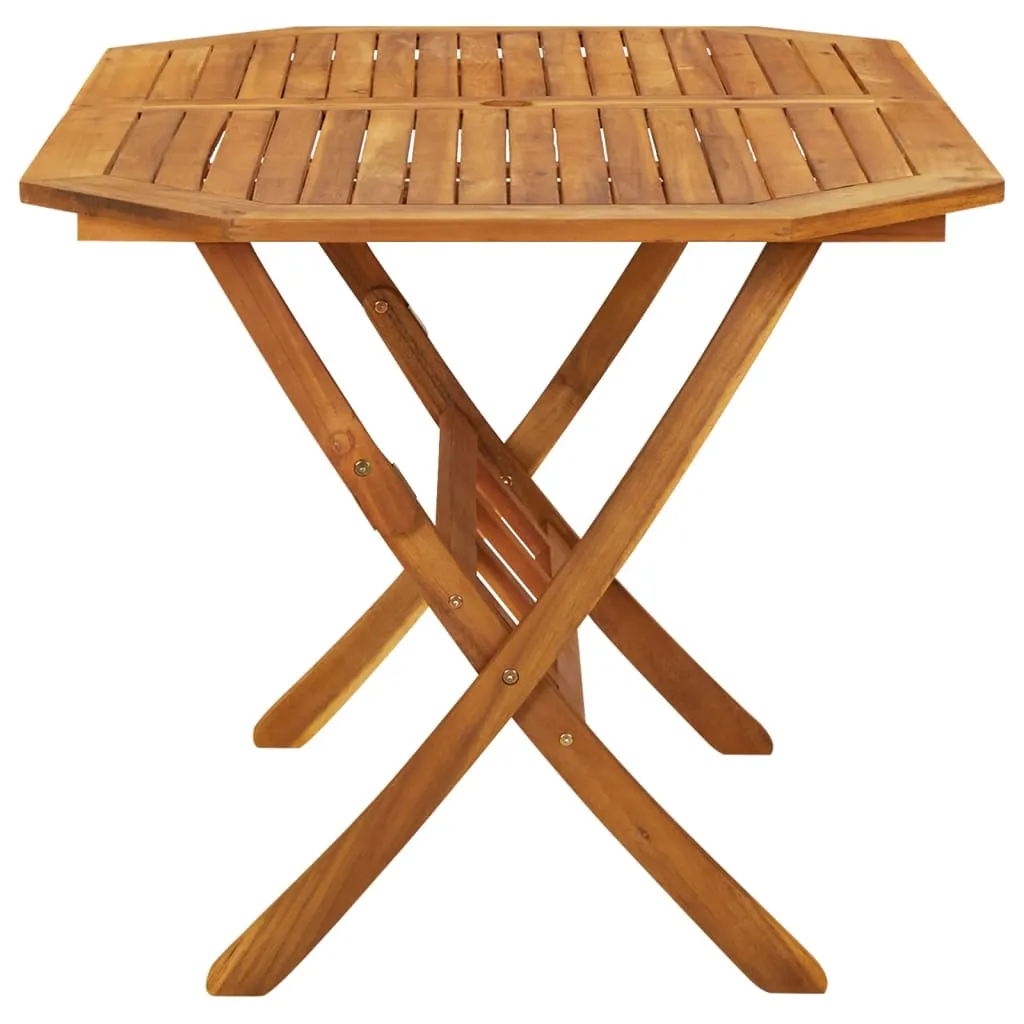 Acacia Wood Folding Patio Table Furniture 53.1"x33.5"x29.5"/35.4"x29.5"