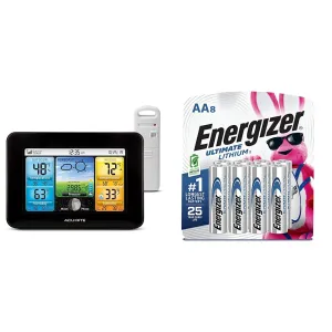 AcuRite Home Weather Station with Energizer AA Lithium Batteries (8 Count)