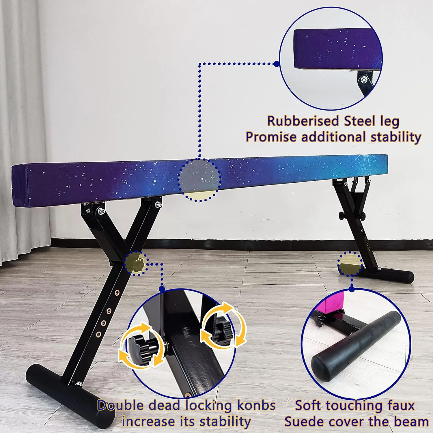 Adjustable balane Beam for Kids - 8FT Gymnastics Beam - high and Low Floor Beam for All Gymnastic Levels-Professional Gymnastic Equipment for Home and Gym Center