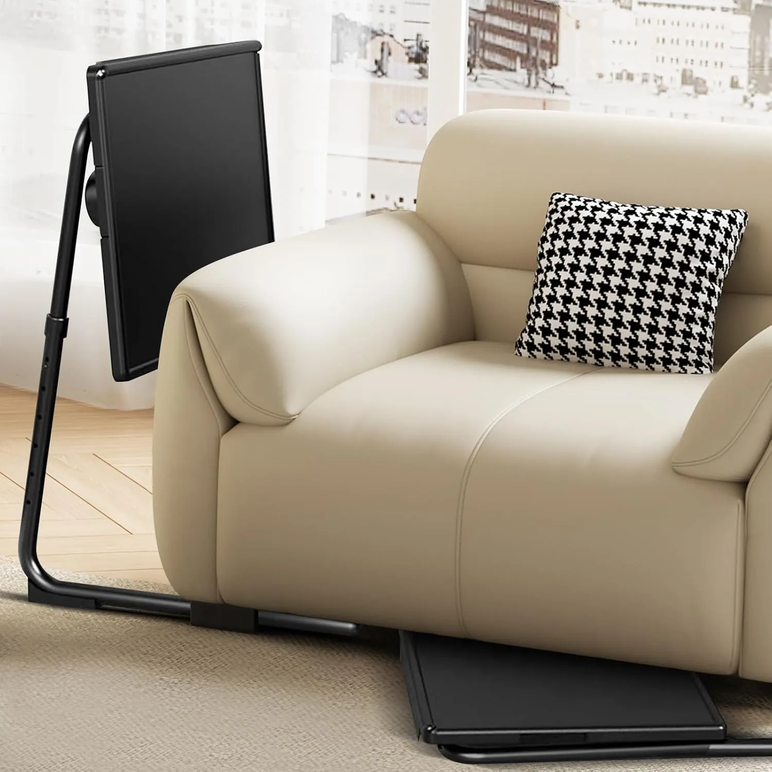 Adjustable TV Tray Tables with 6 Height & 3 Tilt Angle, Folding TV Dinner Tray,TV Table with Cup Holder on Bed & Sofa (1 Pack, Black)