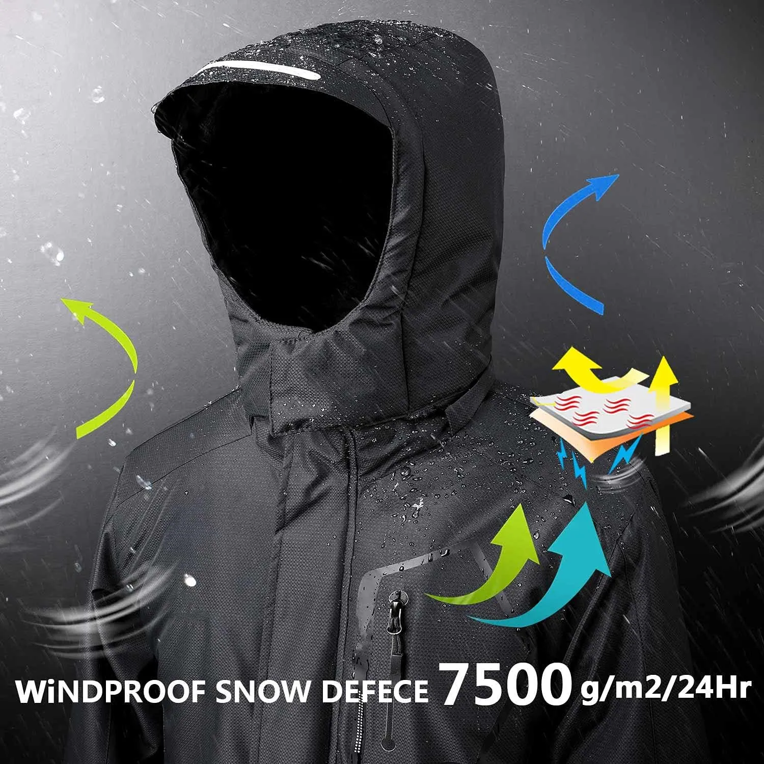 AFILOK Boy's Ski Jacket Waterproof Breathable Kids Fleece Lined Windproof Hooded Snowboard Coats