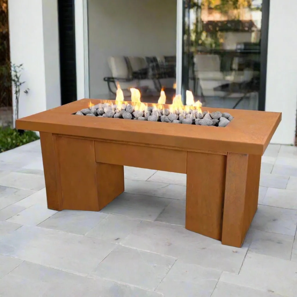 Alameda Rectangle Fire Table - Corten Steel