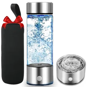 Alive Blue Pro Hydrogen Water Bottle - 6000 PPB SPE/PEM Hydrogen Water Bottle Generator with 14oz Fast-Charge Design, Portable Molecular Hydrogen Infuser for Gym, Office & Travel
