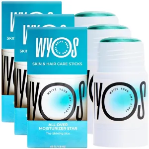 All Over Oil Stick 3 Pack, Face Body Oil Dew Hydration Shine Glow, Moisturizing Non-Greasy Formula, Travel Friendly, Leak Free, Highlighter Balm, Hair Stick, Vegan, Sulfate Free, Paraben Free