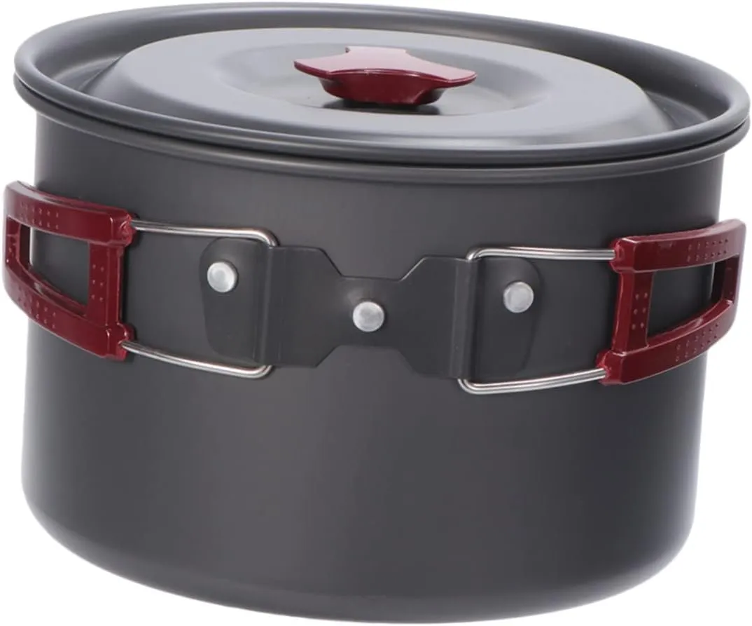 Alloy Single Pot Set Outdoor Cooking Pot Camping Cookware Lightweight Non-Stick Surface for Camping Hiking