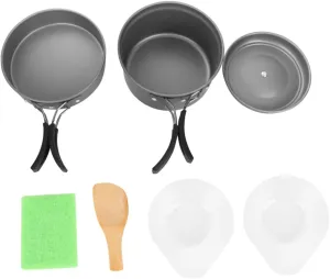 Aluminum Alloy Camping Cookware Portable Cookset Food Grade Pp Bowl Spoon for Backpacking