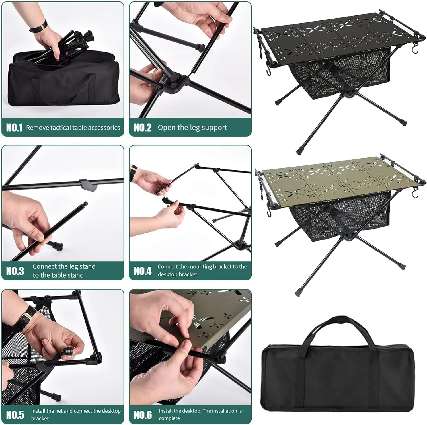 Aluminum Alloy Folding Table Barbecue Camping Table, 20kg Load Capacity IGT Table Portable Multifunction Portable Picnic BBQ Table, Camping Table Hiking Roll-Desk with Storage Bag