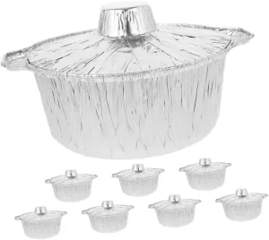 Aluminum Foil Pots with Lids 2300ml Round Aluminum Pot Camping Cookware Heat Resistant for BBQ