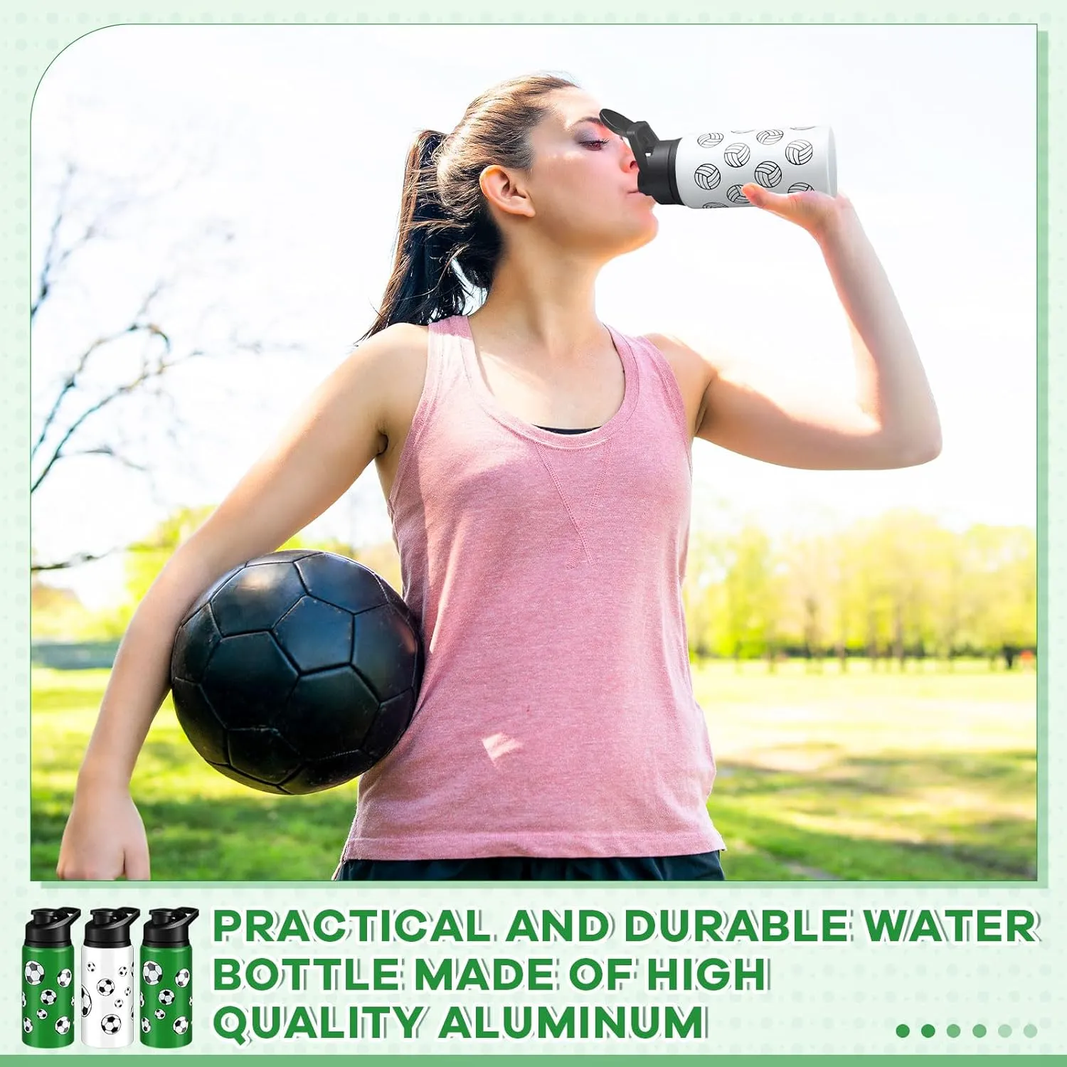 Aluminum Sports Water Bottle Bulk with Snap Lids, 17 oz Leakproof Reusable Cups, Metal Sports Bottle for Travel Gym Hiking Cycling Camping Bike Cages