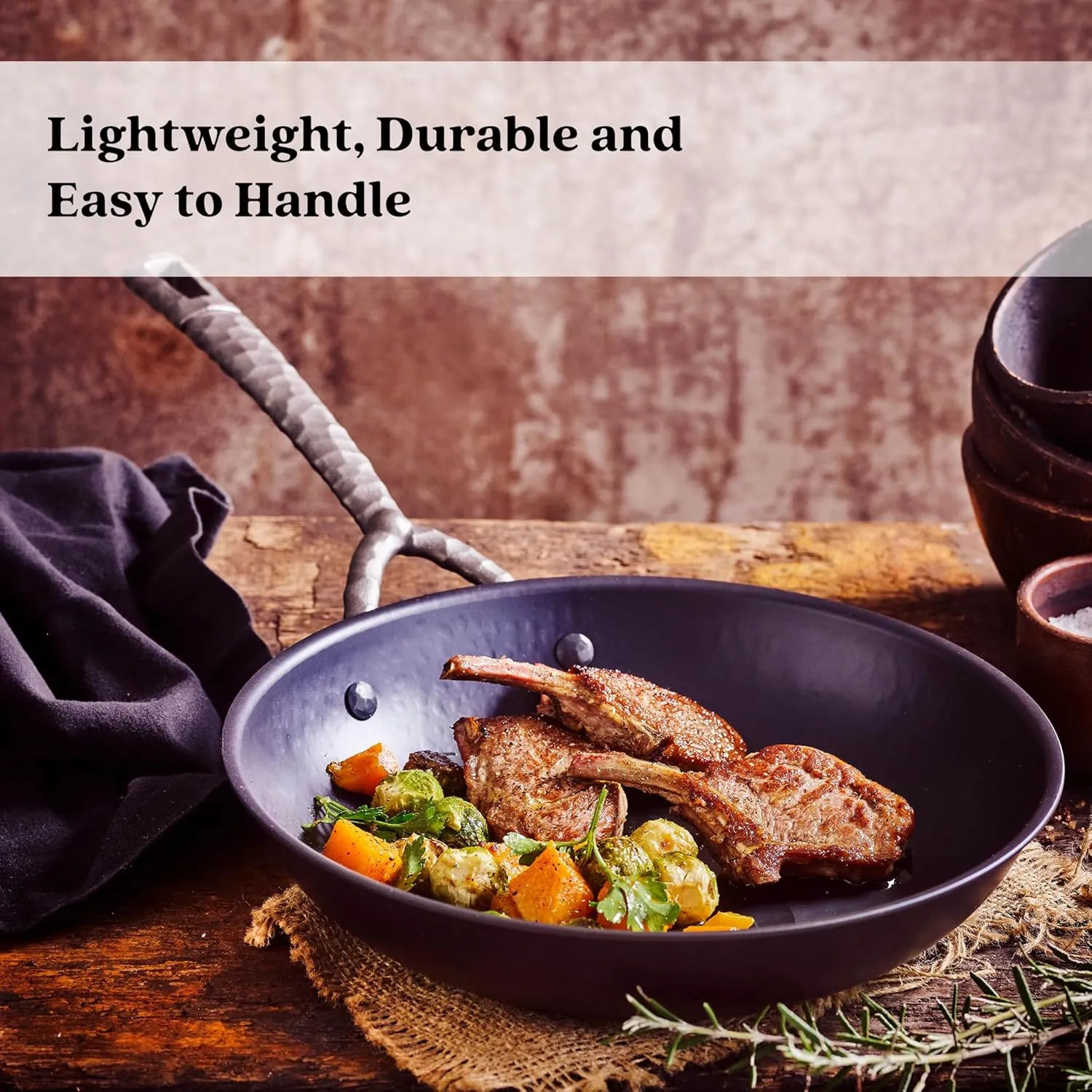 Alva Artist 9.5" Best-in-Class Carbon Steel Frying Pan, Professional Blue Steel Skillet for Searing, Heats 3x Faster than Cast Iron, PFAS-Free Nonstick, Oven, BBQ & Induction Safe - Lightweight Design