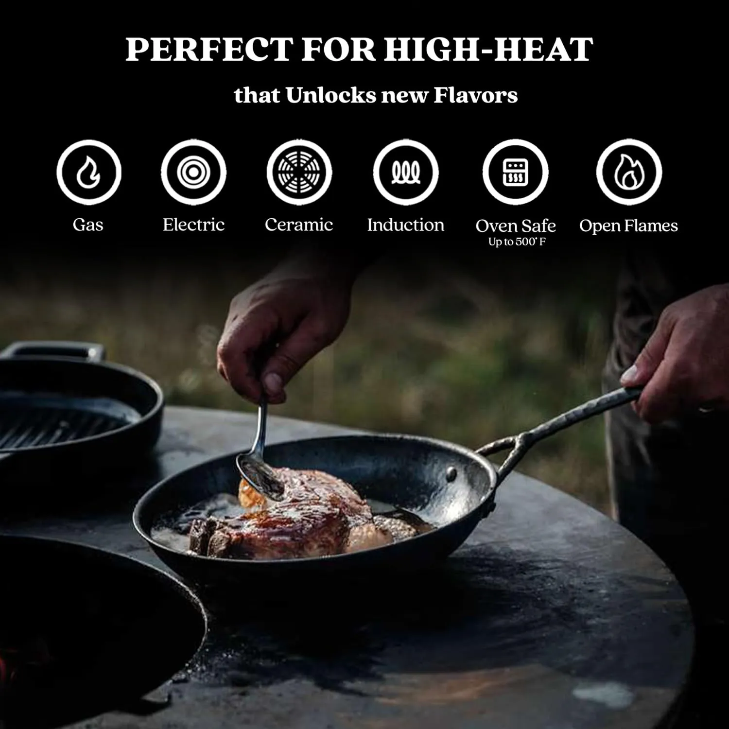 Alva Artist 9.5" Best-in-Class Carbon Steel Frying Pan, Professional Blue Steel Skillet for Searing, Heats 3x Faster than Cast Iron, PFAS-Free Nonstick, Oven, BBQ & Induction Safe - Lightweight Design