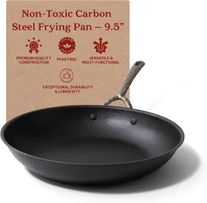 Alva Artist 9.5" Best-in-Class Carbon Steel Frying Pan, Professional Blue Steel Skillet for Searing, Heats 3x Faster than Cast Iron, PFAS-Free Nonstick, Oven, BBQ & Induction Safe - Lightweight Design