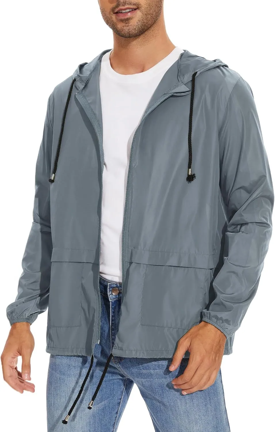 American Trends Packable Mens Rain Jacket Lightweight Waterproof Raincoats with Hood Windbreaker for Travel M-3XL Available