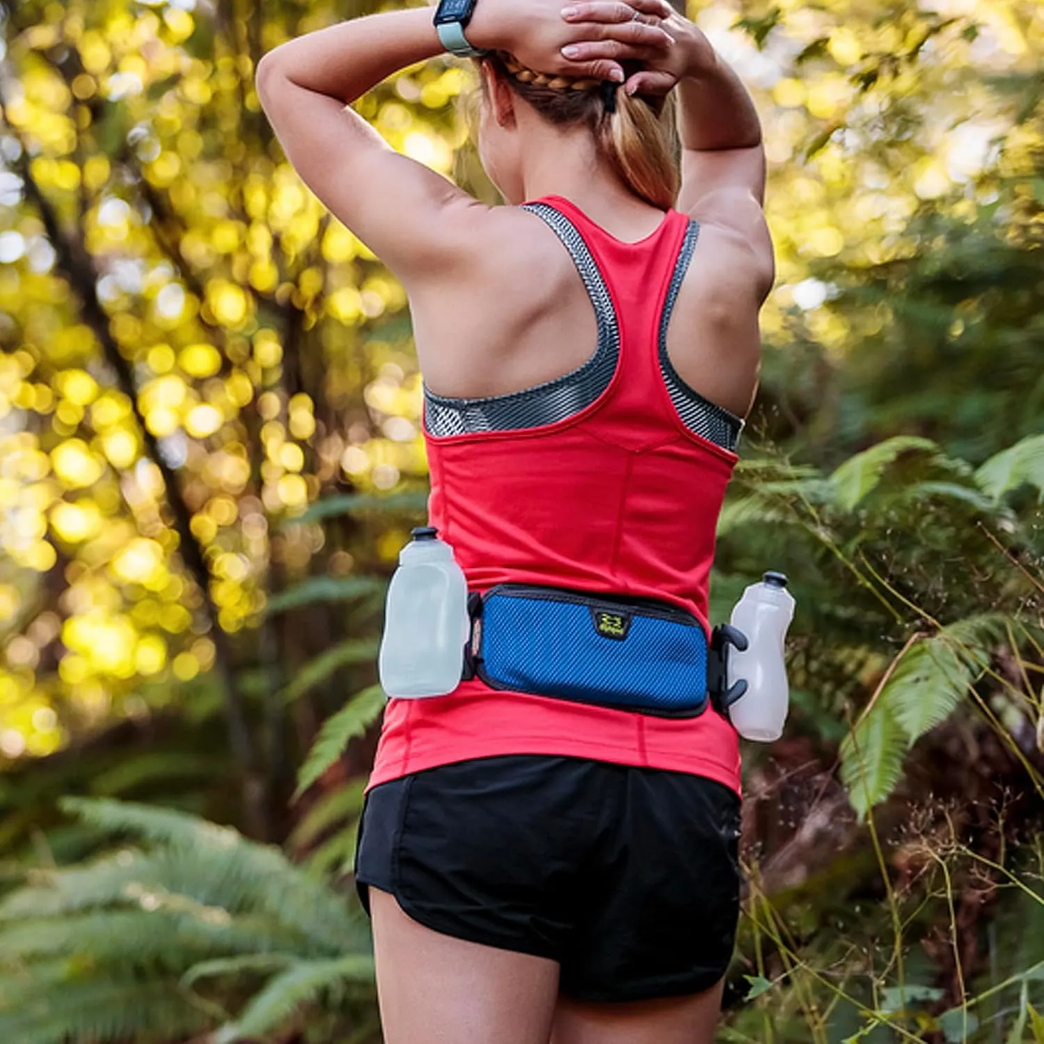 Amphipod RunLite Xtech 10K Hydration Belt, Ultra Runners Waist & Hydration Belt for Endurance Running, Racing, Men & Women - Amp Green - 21 oz