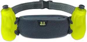 Amphipod RunLite Xtech 10K Hydration Belt, Ultra Runners Waist & Hydration Belt for Endurance Running, Racing, Men & Women - Steel/Green - 21 oz