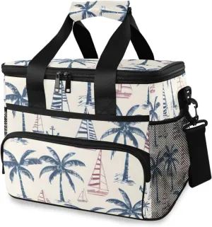 Anchor Palm Tree Plant Cooler Bag Insulated Cooler Soft Sided Cooler 24 Can Portable Picnic Bag Large Leakproof Lunch Bag Box for Beach Grocery Camping Travel Car Men Women