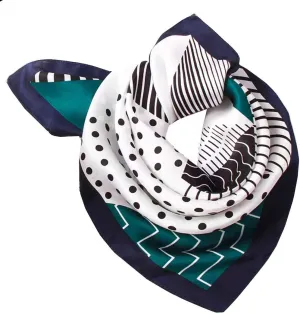 ANDANTINO 100% Real Mulberry Silk Scarf -21'' x 21''- Lightweight Neckerchief –Women Men Small Square Digital Printed Scarves