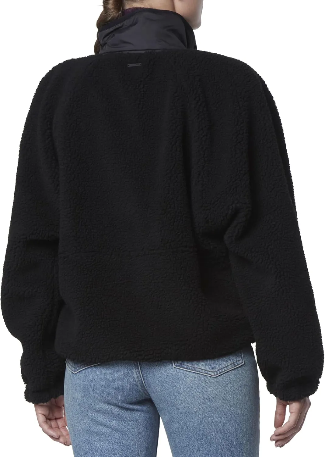 Andrew Marc Women's Mixed Sherpa Zip Front Jacket