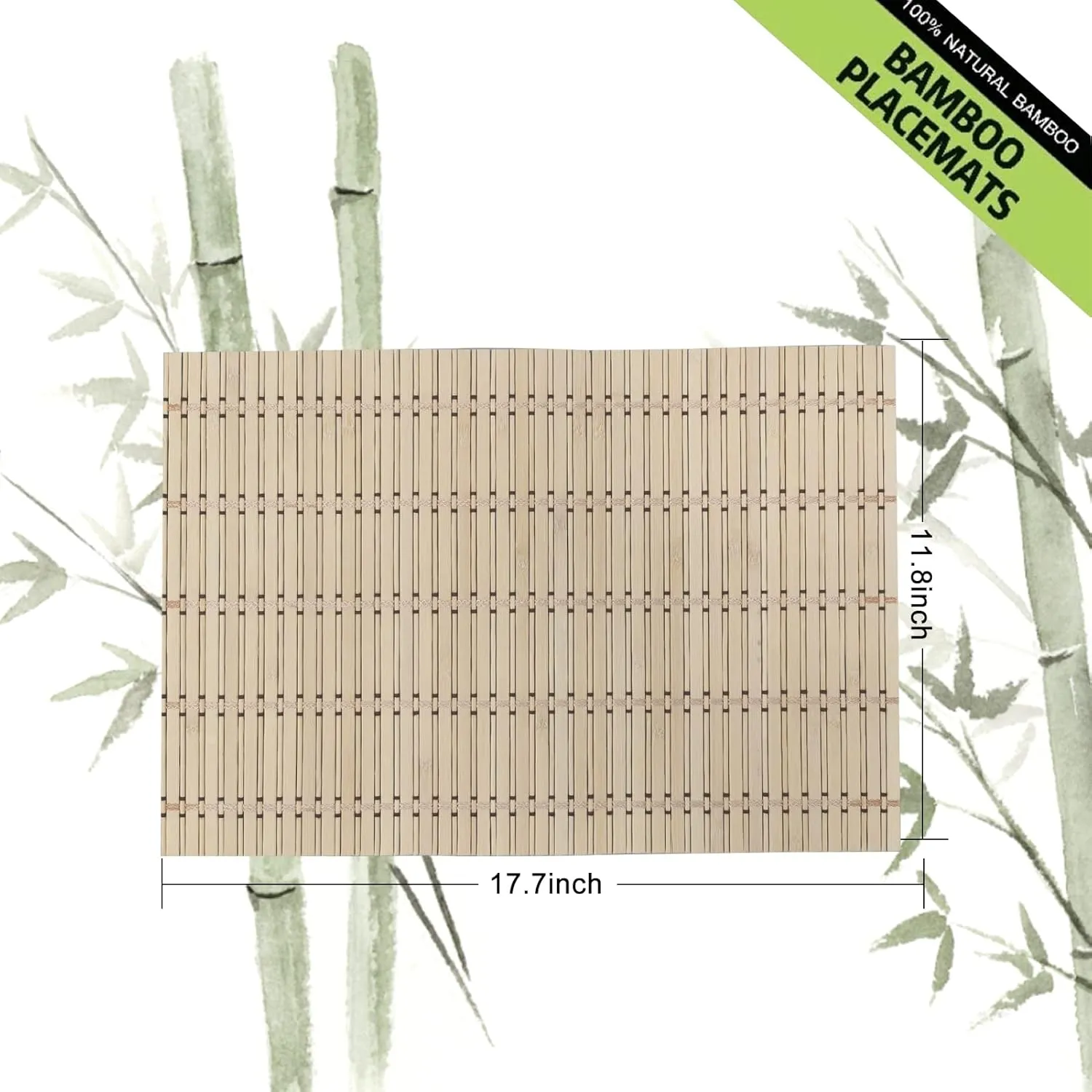 ANDSTAR Set of 12 Bamboo Slats Placemat Modern Placemats Natural Anti-Slip Bamboo Placemats Washable Heat-Resistant Table Mats for Kitchen Dinning Room Table Decor(Natural)