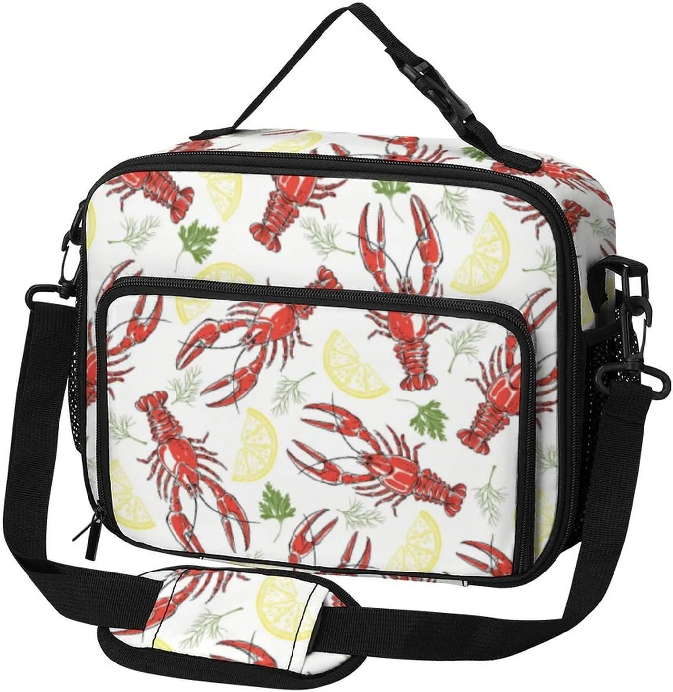 Animal of Crayfish Pattern Lunch Bag Insulated Lunch Tote Shoulder Bag for Men Women Work Travel Picnic