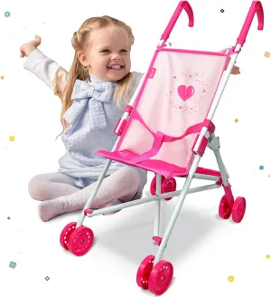 Anivia Baby Doll Collection Doll Stroller Heart Design Gifts for Toddlers and Girls Foldable Doll Stroller