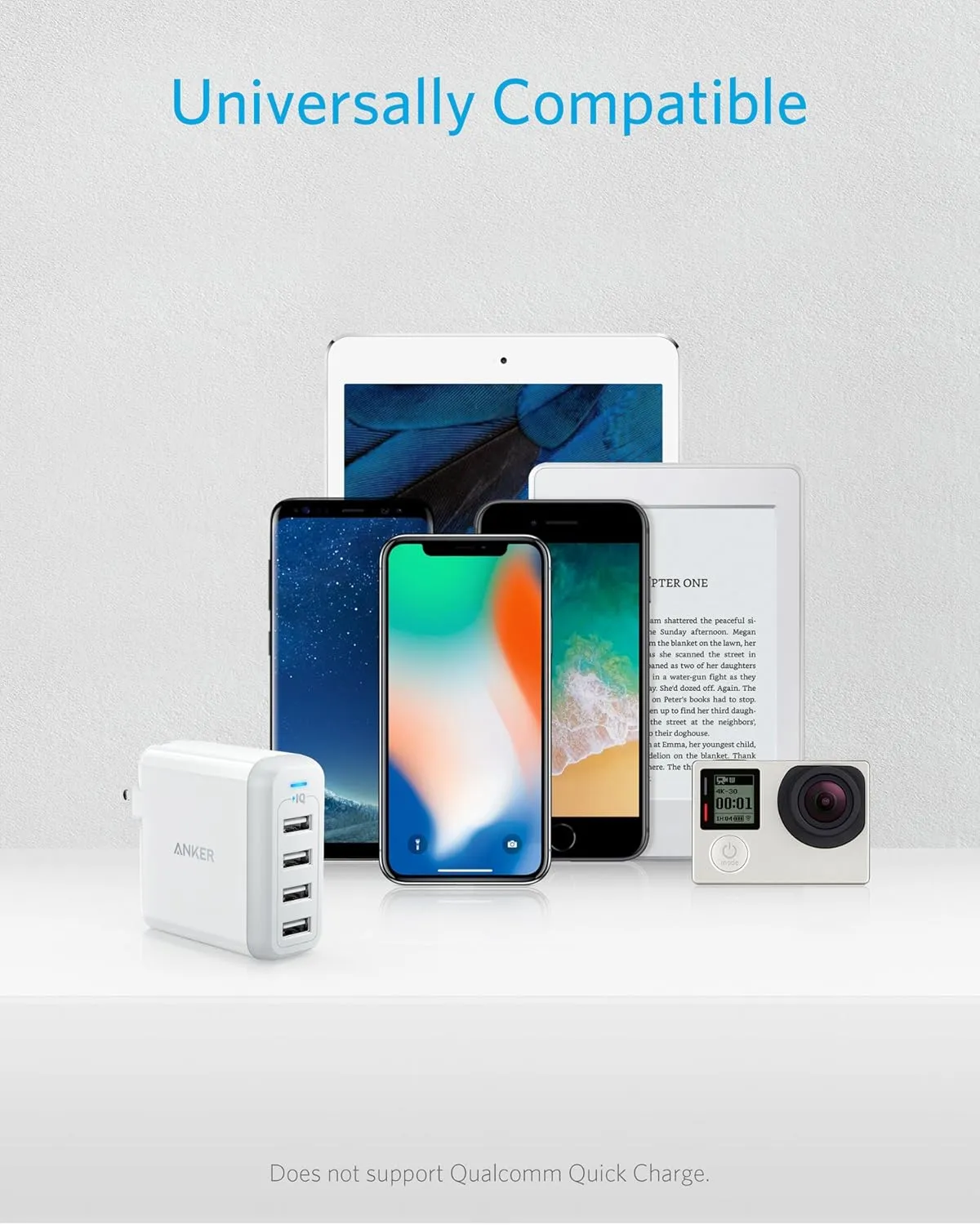 Anker Charger, 40W 4-Port USB Phone Charger with Foldable Plug, PowerPort 4 for iPhone 14/Pro/Pro Max/13/12, iPad Pro/Air/Mini, Galaxy S23/S22/S21, Note 20 Ultra, LG, Nexus, HTC, and More