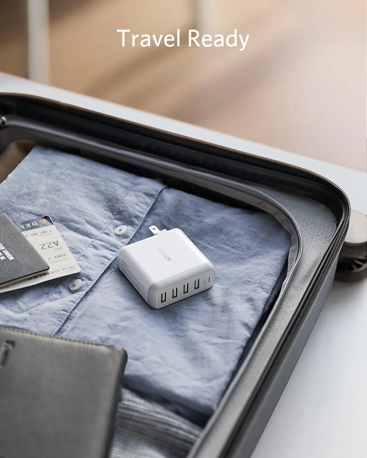 Anker Charger, 40W 4-Port USB Phone Charger with Foldable Plug, PowerPort 4 for iPhone 14/Pro/Pro Max/13/12, iPad Pro/Air/Mini, Galaxy S23/S22/S21, Note 20 Ultra, LG, Nexus, HTC, and More