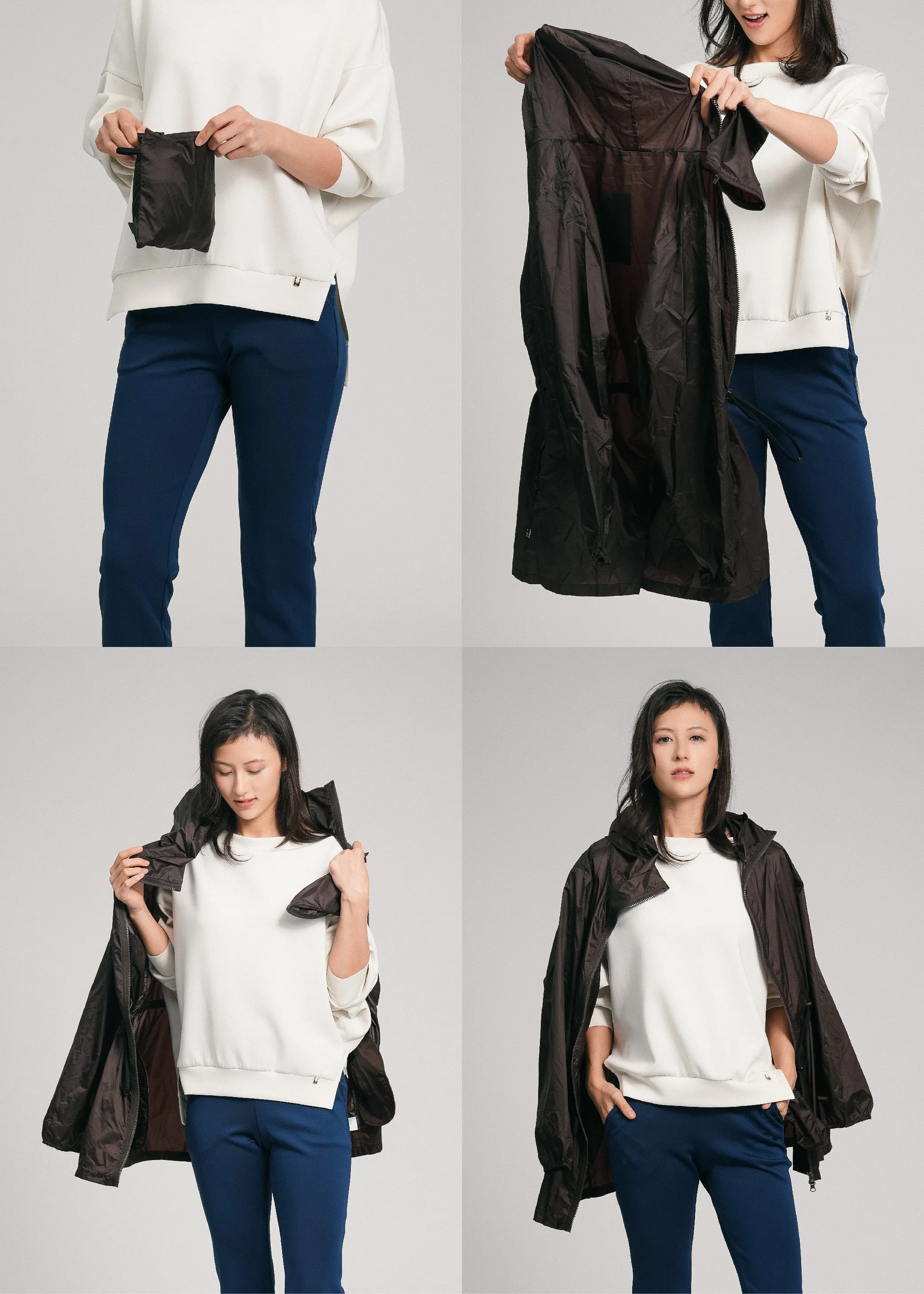 Antiviral Glazed Packable zip-up