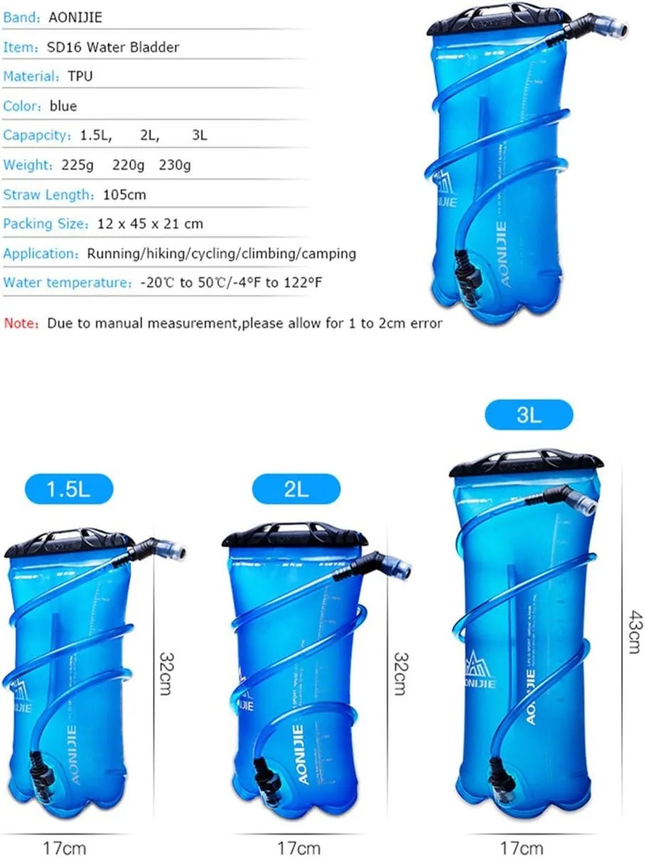 AONIJIE 1L/ 1.5L/ 2L/3L Folding Riding Running Water Bag Outdoor Mountaineering Backpack Drinking Bag (3L-TPU)