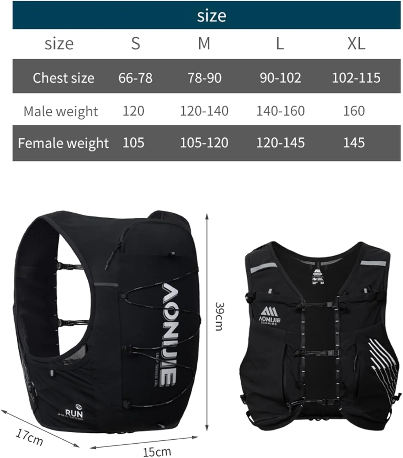 AONIJIE Running Hydration Vest Backpack 10L Bag Lightweight Vest for Trail Running Race Marathon Hiking Cycling