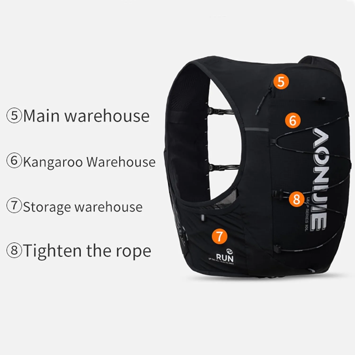 AONIJIE Running Hydration Vest Backpack 10L Bag Lightweight Vest for Trail Running Race Marathon Hiking Cycling